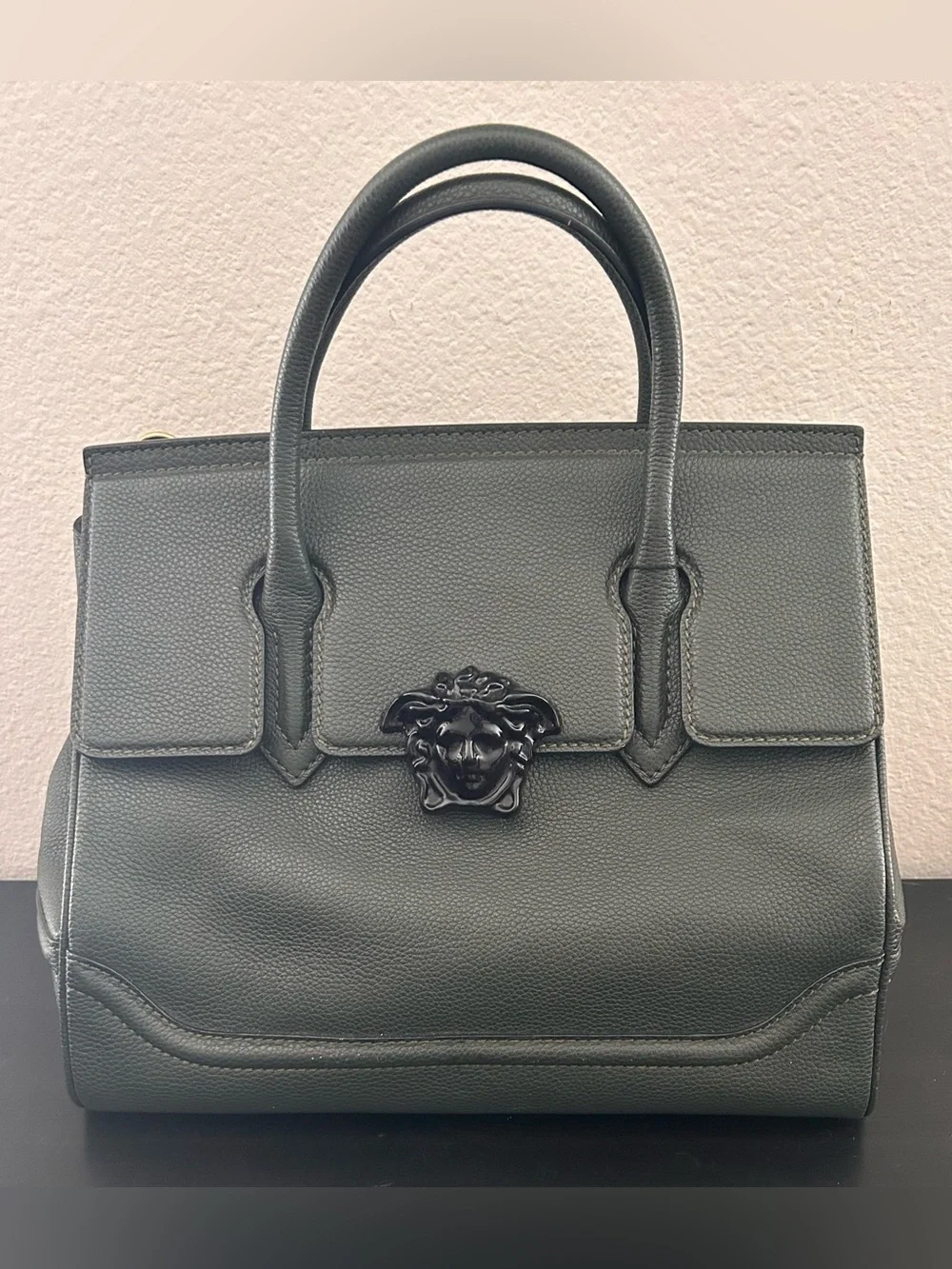 VERSACE Palazzo Empire charcoal green black Medusa crossbody satchel bag - Picture 1 of 11